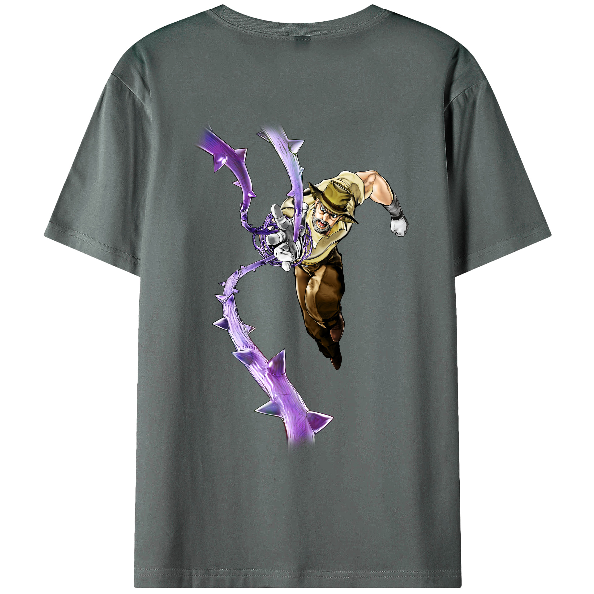 （画像用） ジョジョの奇妙な冒険 ジョセフ?ジョースター JoJo's Bizarre Adventure Joseph Joestar 綿100％ メンズ半袖Tシャツ（バックプリント） 通気性